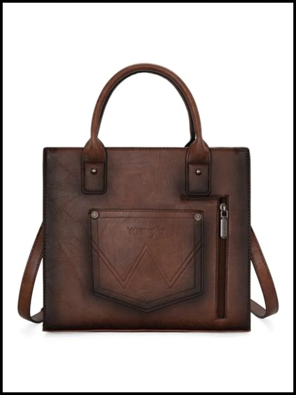 Women's Western Tote Bag with Wallet, Vegan Leather